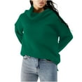 thumbnail image 4 of Women's Mock Turtleneck Sweater Fall Long Batwings Sleeve Casual Oversized Knit Pullover Women Slouchy Tunic Sweaters Tops, 4 of 5