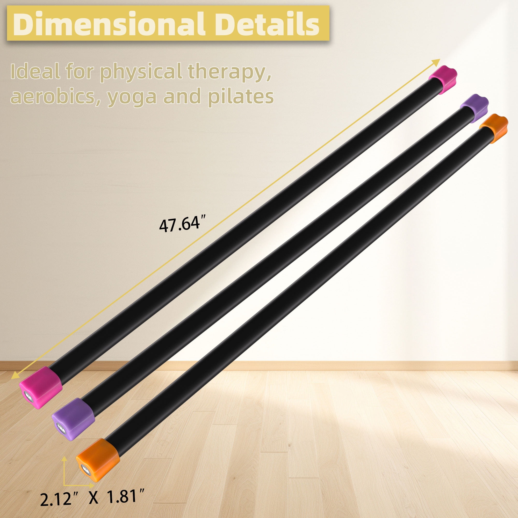 Signature Fitness Total Body Workout & Exercise Weighted Bar w/Grip, 3 Pack