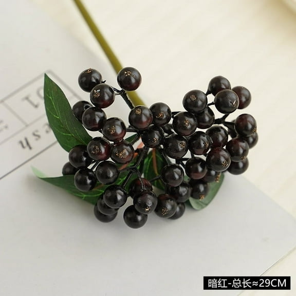 Nvzi 11.4 Inches 10Pcs Christmas Berries for Crafts Fall Holly Artificial Burgundy Berries Branches Chritmas Tree Decorations Holiday Wedding DIY Wreath Autumn Home Decor (Blackred)