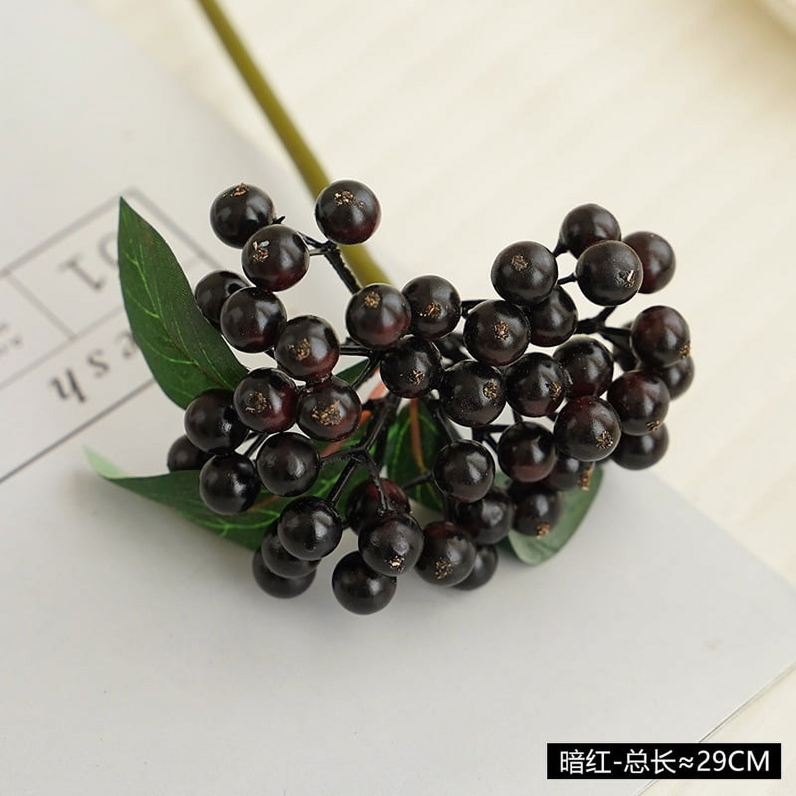 Nvzi 11.4 Inches 10Pcs Christmas Berries for Crafts Fall Holly Artificial Burgundy Berries Branches Chritmas Tree Decorations Holiday Wedding DIY Wreath Autumn Home Decor (Blackred)