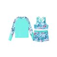 thumbnail image 3 of zdhoor Kids 3 Piece Tankini Rashguard Set，Girls 2Pcs Sports Swimsuit with Rash Shirts Set UPF 50+ Leaf 8, 3 of 5