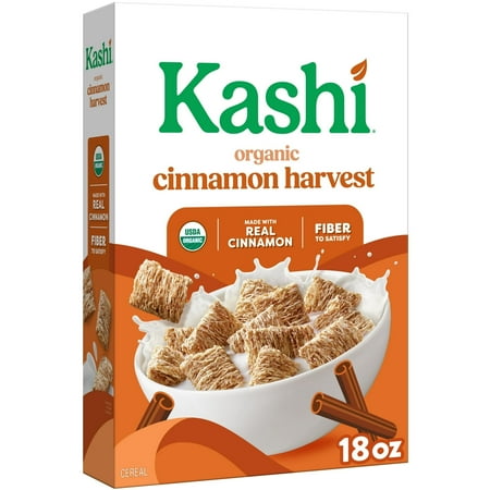 Kashi Breakfast Cereal, Organic, Whole Grain, Cinnamon Harvest, 18oz Box (1 Box)
