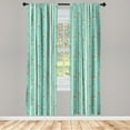 thumbnail image 3 of Ambesonne Nature Curtains, Dotted Tree and Birds, Pair of 28"x95", Sea Green Orange, 3 of 5