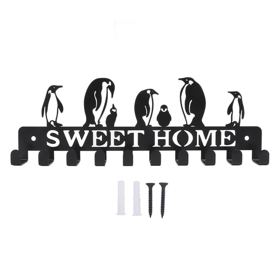 BIMZUC 10‑Hook Wall‑Mounted Key Rack – Durable Iron, Matte Black, Easy Install, Ideal for Entryway, Kitchen, Office