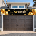 thumbnail image 6 of Black Background Glittery Golden 50th Birthday Banner with Balloons Cakes Crowns and Stars for Birthday Party Decorations Photography Props and Happy Moments, 6 of 8