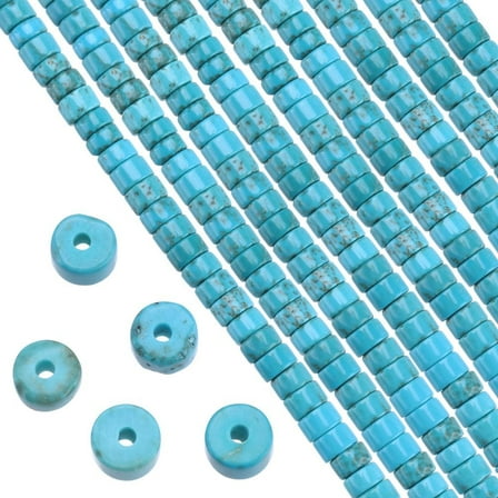 1 Box 330 PCS 4mm Stone Disc Beads Turquoise Flat Disc Beads Flat Round Gemstone Small Natural Heishi Stone Loose Spacer Bead for Jewelry Making DIY Earrings Bracelet Necklace Craft diy making