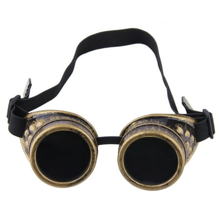 C.F.GOGGLE Steampunk Goggles Welding Vintage Victorian Diffraction Glasses Black (Best Gold Welding Lens)