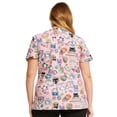 thumbnail image 2 of Tooniforms Women Scrubs Top V-Neck Print TF776, 2 of 6