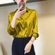 thumbnail image 1 of Camisas y blusas con acabado satinado que combinan con todo para mujer, Top informal OL de manga larga con botones, camisas elegantes, blusas francesas sólidas, 1 of 2