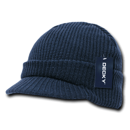 Jeep Hats For Men GI Jeep Beanies Beany For Men Women Caps Hats with Visor Ski Thick Warm Winter Crocheted - Navy ()