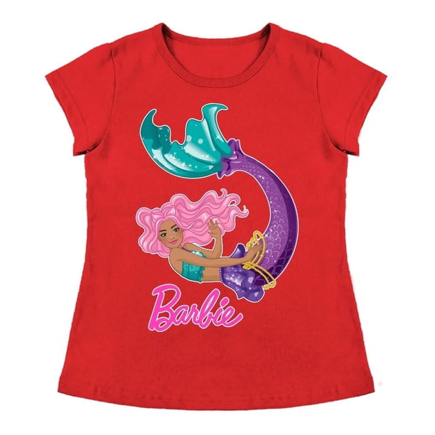Playera Para Niña Mattel Barbie Cuello Redondo Manga Corta Talla 6 Rojo
