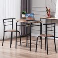 thumbnail image 3 of Small Dining Table Sets for 2, Black Paint Kitchen Dining Set Table and 2 Chairs with Metal Frame and Wine Rack, Compact Space Industrial Breakfast Nook Dining Set for Apartment Kitchen, JA1530, 3 of 9