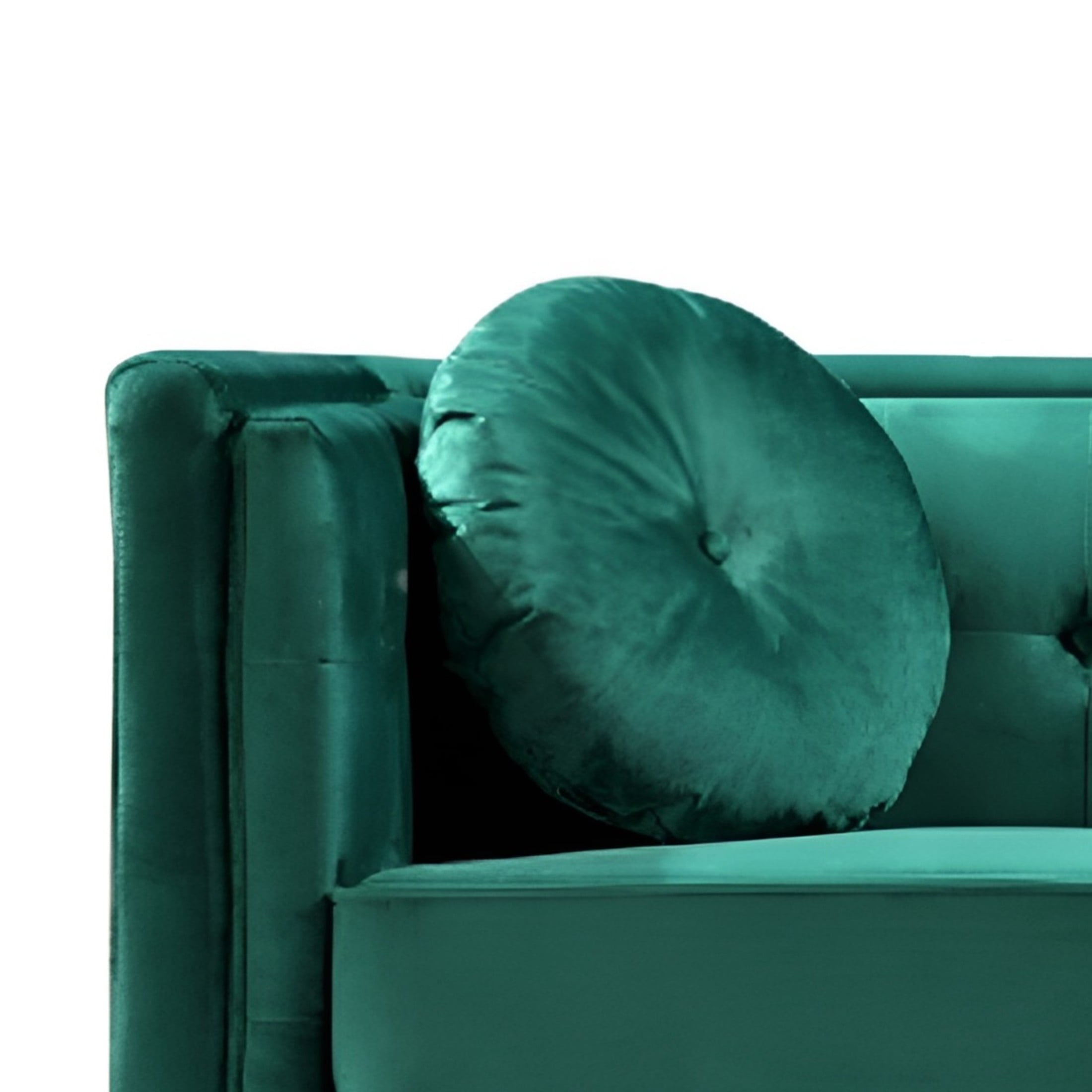 GDF Studio 58.3" Loveseat with Button-Tufted Crushed Velvet Upholstery & Tapered Wood Legs, Green