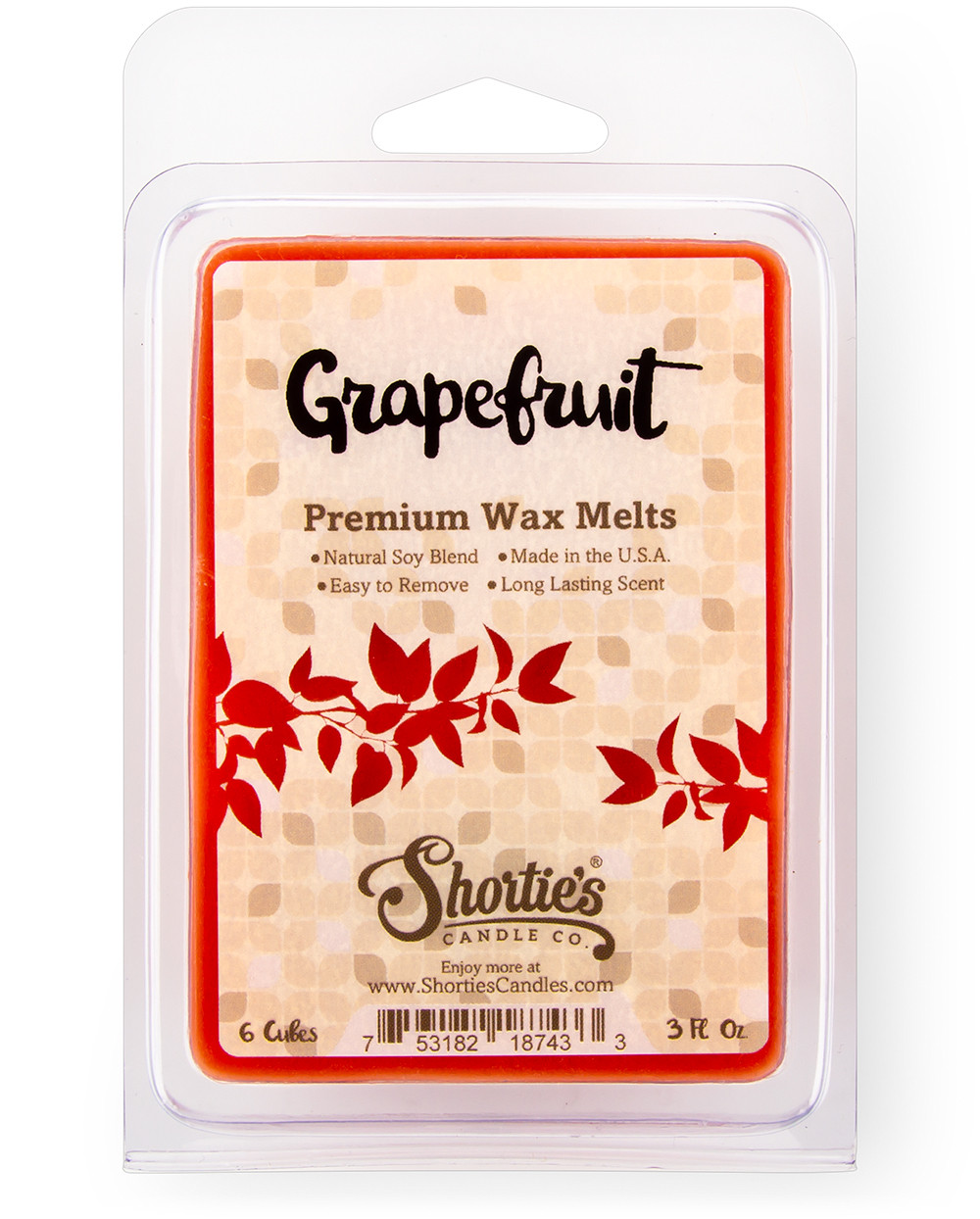 Grapefruit Wax Melts 1 Highly Scented 3 Oz. Bar Made With Essential & Natural Oils Fruit