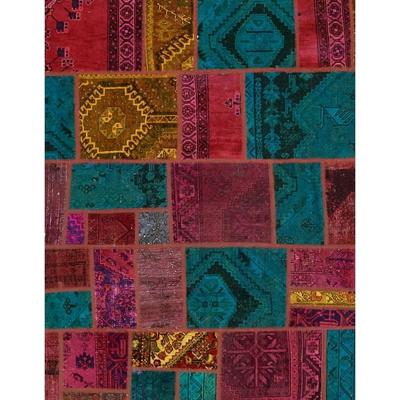 Ahgly Company Indoor Rectangle Abstract Carbon Red Patchwork Area Rugs, 4' x 6'