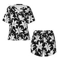 thumbnail image 4 of Kdxio Lilies Flowers Print Pajamas Sets for Women Short-Sleeved Pjs with Lounge Shorts Two Piece Sleepwear S-4XL, 4 of 9