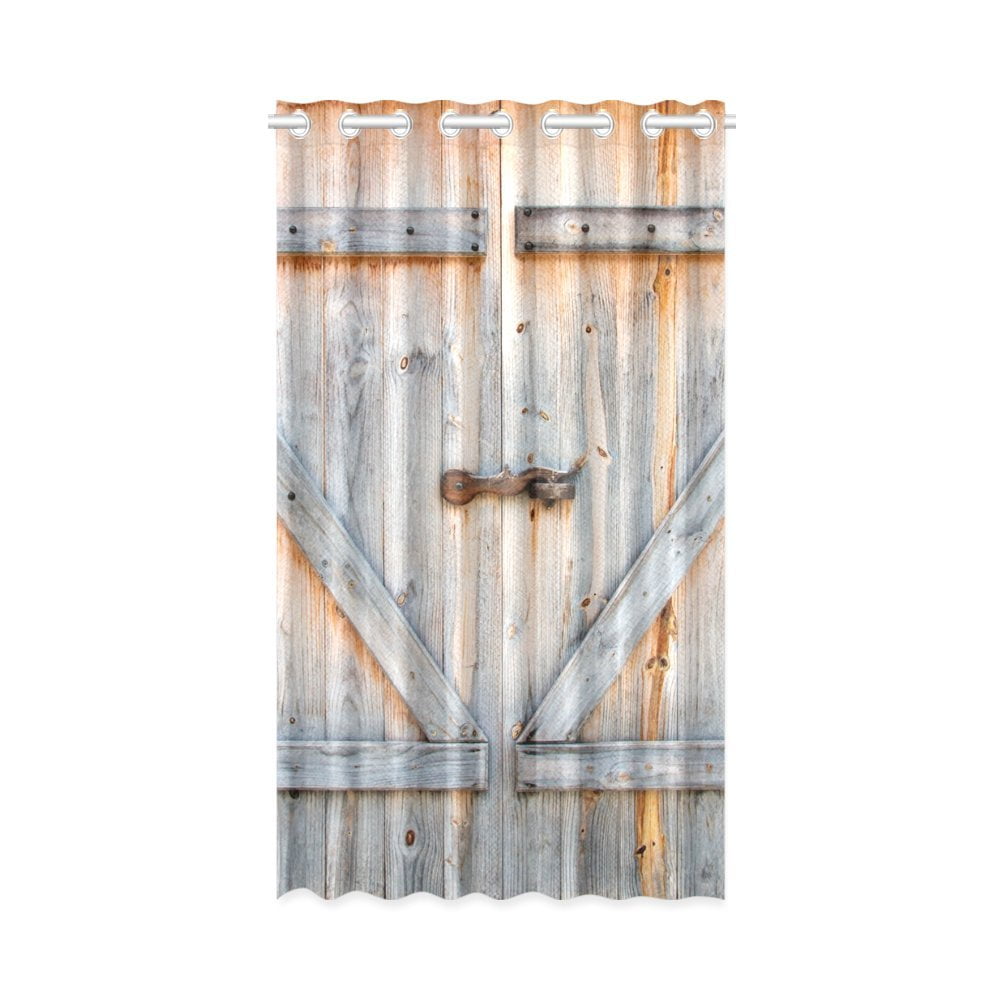 Mkhert Rural Wooden Barn Door Window Curtain Living Room Bedroom Window Drapes 52x84 Inch Walmart Com