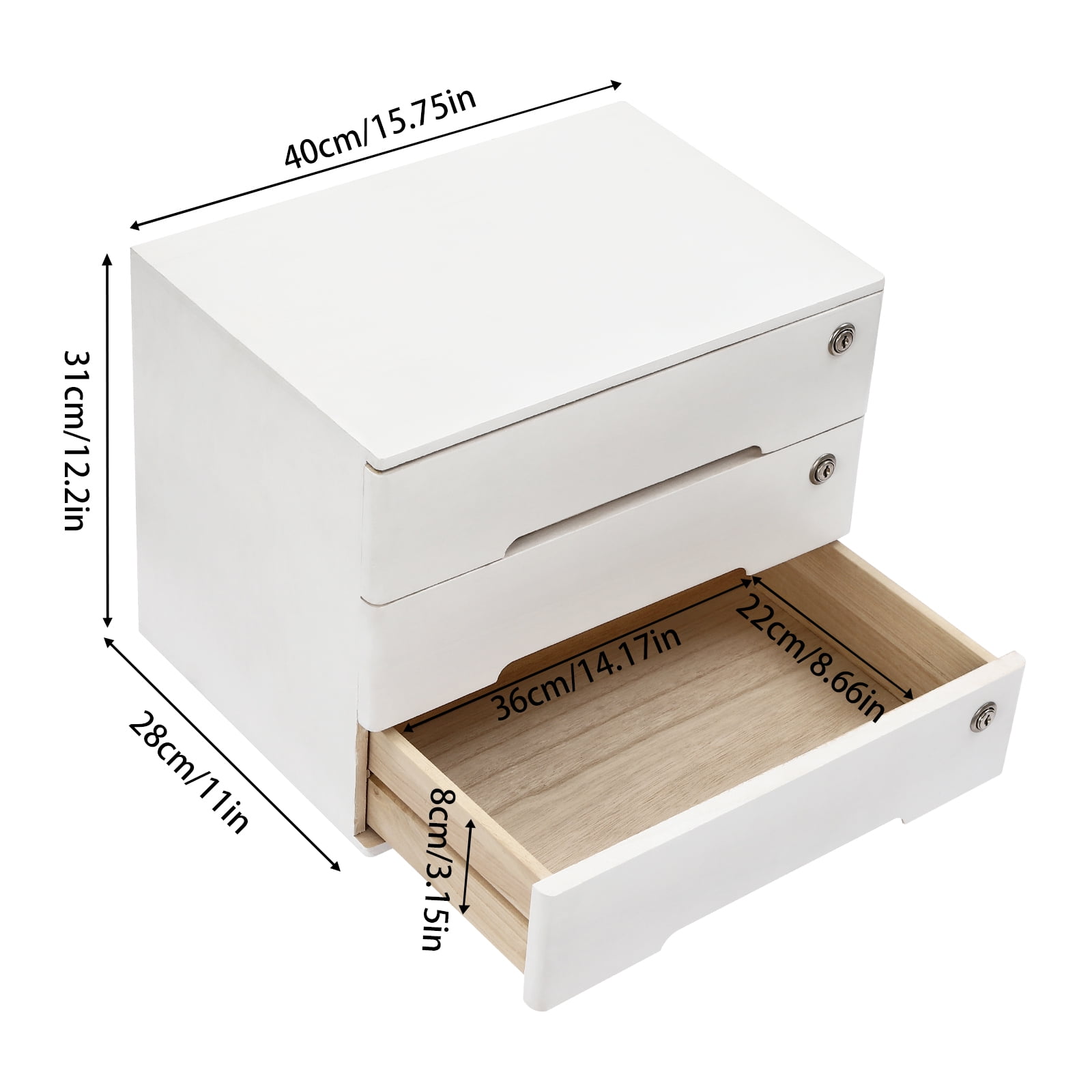 Wooden Desktop Storage Box with Lockable Drawers, Office Supplies File Organizer, Flat File Cabinet  Placed In The Office, Study, Dresser