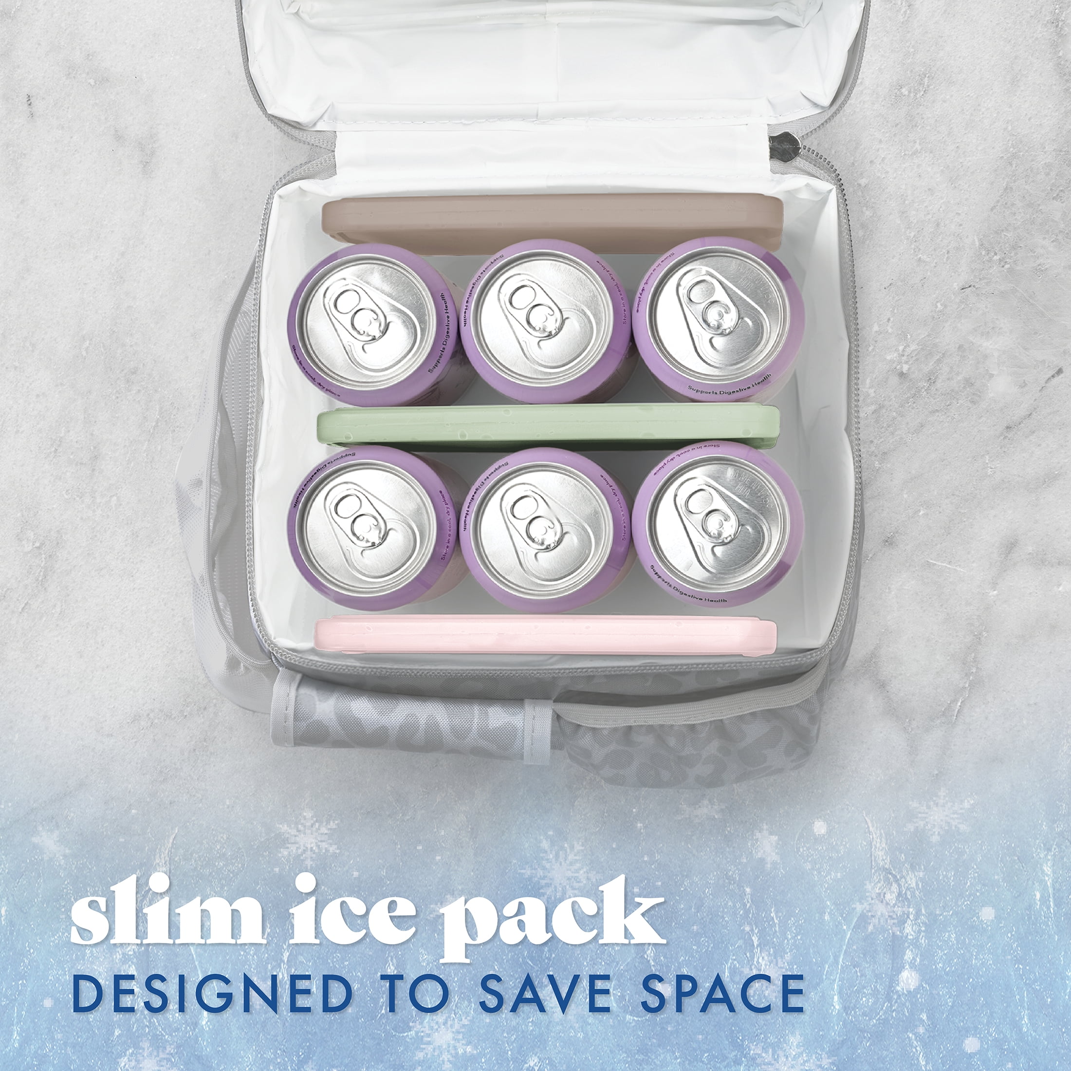 Fit & Fresh XL Slim Reusable Ice Packs for Lunch Boxes and Coolers, 4 Pack