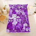 thumbnail image 4 of Manfei Cute Cat Queen Sheets, Tribal Rustic Kitten Queen Sheet Sets, Purple, 4pcs, 1 Flat Sheet, 1 Fitted Sheet and 2 Pillowcases, 4 of 6