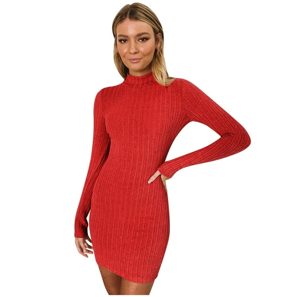 Turtleneck red dress 2025