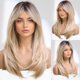 thumbnail image 2 of Peluca rubia para mujer, pelo sintético natural largo, mujer, peluca dorada clara de fibra resistente al calor, 2 of 5