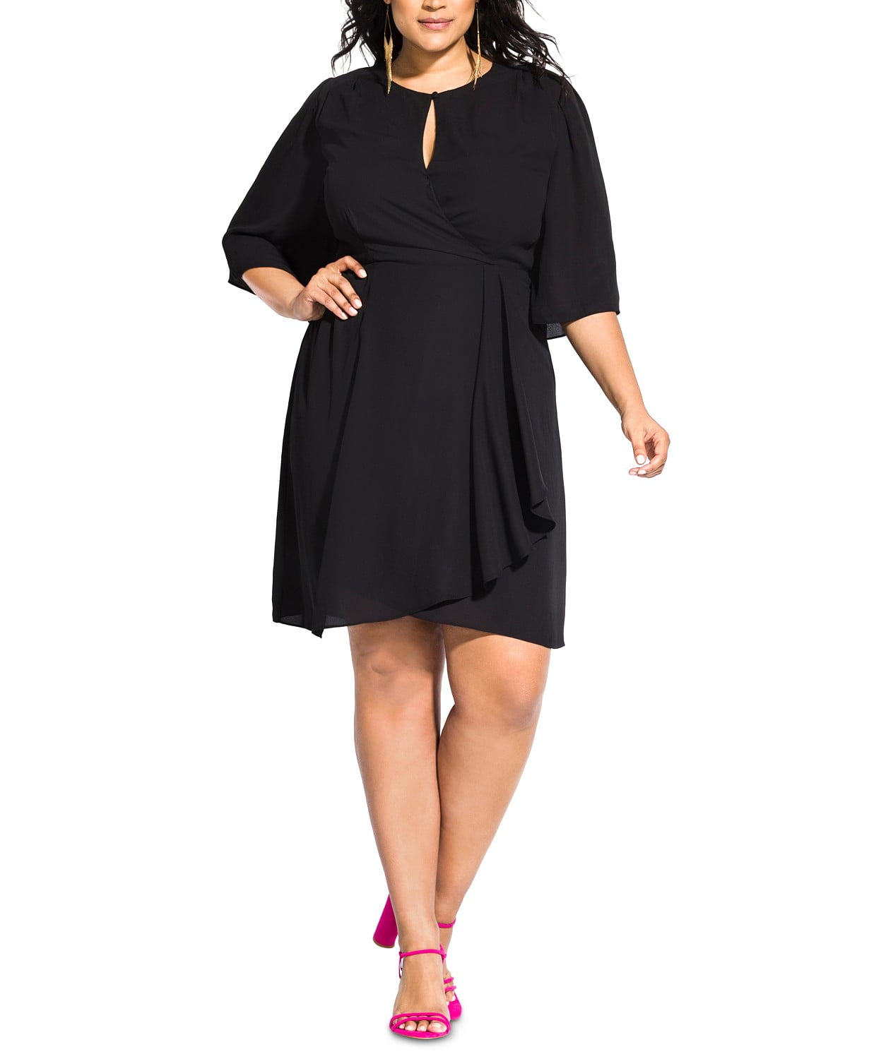 City Chic Women's Plus Size Jolie Faux Wrap Dress Black Size Extra Small -  Walmart.com
