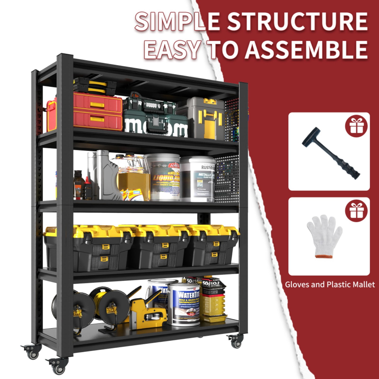 Metal Shelves for Storage Garage Shelving 2000LBS Heavy Duty Storage Shelves Adjustable Garage Shelf Industrial Shelving Unit Storage Utility Rack