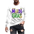 thumbnail image 2 of Rciityk Mardi Gras Men's Long Sleeve Shirts Fashion Carnival Printed Crew Neck Sim Fits T Shirt Holiday Party Tops, 2 of 5