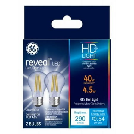 Ge Led 4w Hd Reveal A15 Ceiling Fan Clear Finish Medium Base Ge Led 4w Hd Reveal A15 Ceiling Fan Clear Finish Medium Base Dimmable 2pk Light Bulbs