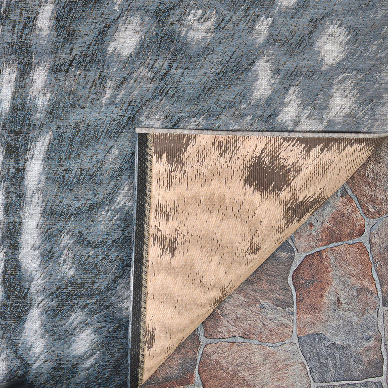 Couristan Dolce Hyena Indoor/Outdoor Area Rug, Denim-Silver, 2'3" x 3'11"