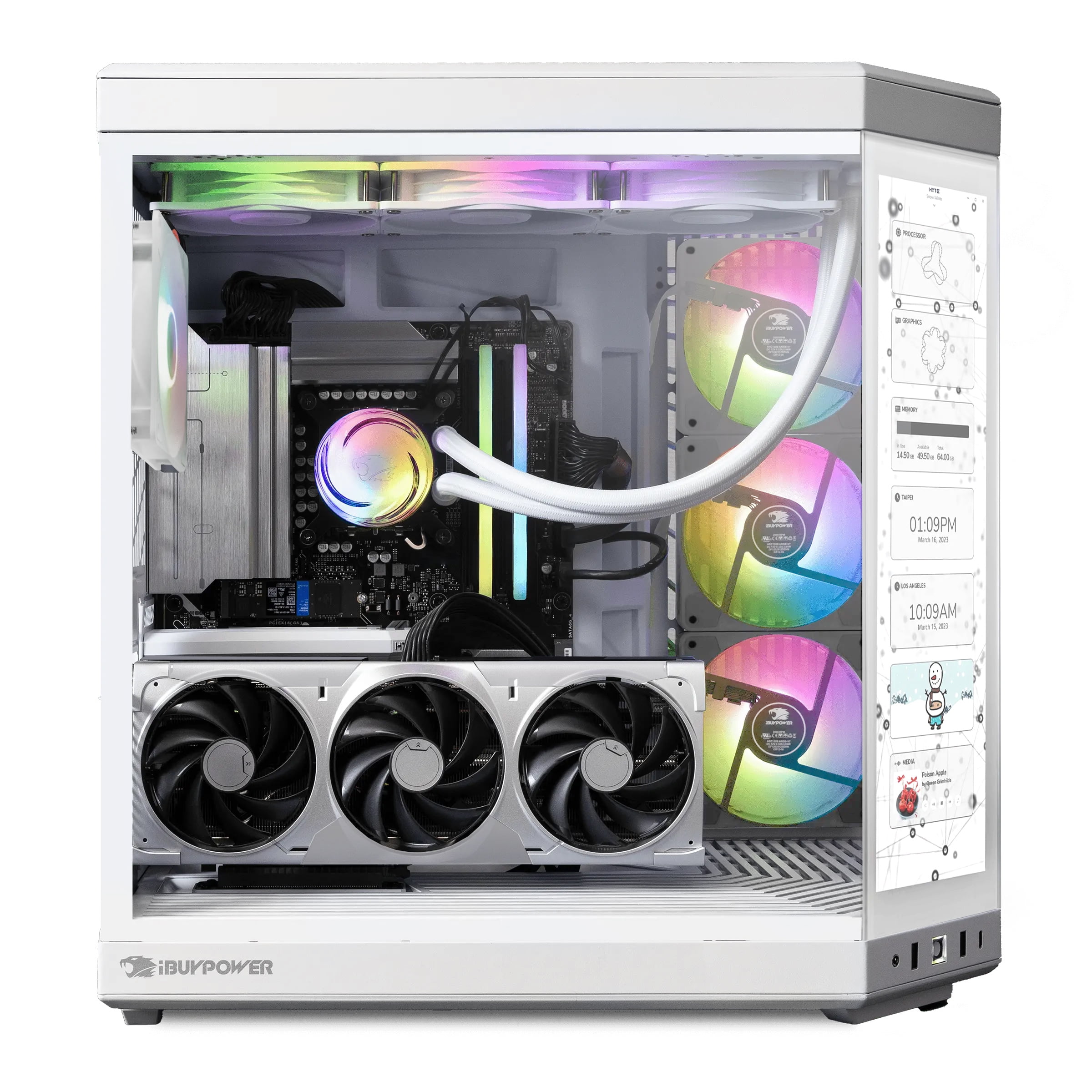 iBUYPOWER Y70TI Gaming PC Desktop Computer with HYTE Touch Screen Case, Intel Core Ultra 9 285 CPU, NVIDIA RTX 5070Ti 16GB GPU, 32GB DDR5 RGB RAM,2TB SSD,Windows 11 Home,Keyboard,Mouse-Y70TIWI9N57T01