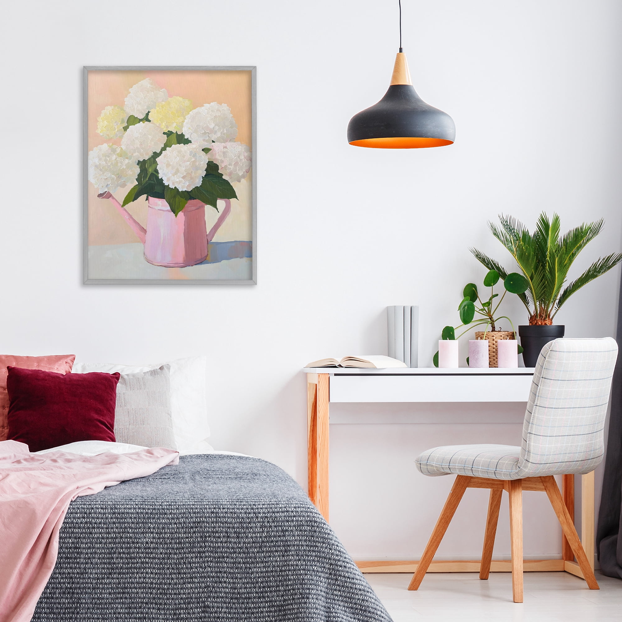 Stupell Industries Hydrangeas in Watering Can Gray Framed Giclee Art, design by The Prints Vibe