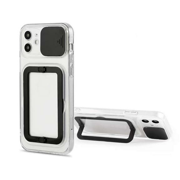 Soft TPU Phone Case For iPhone 13 Pro in Black With Camera Lens Protection Cover and Stand