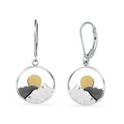 A CHARMED IMPRESSION Sun and Mountain Earrings Sterling Silver Circle Mountain Charms Nature Lover Gifts for Women Camping Hiking Meditation The Mountains Are Calling Earrings