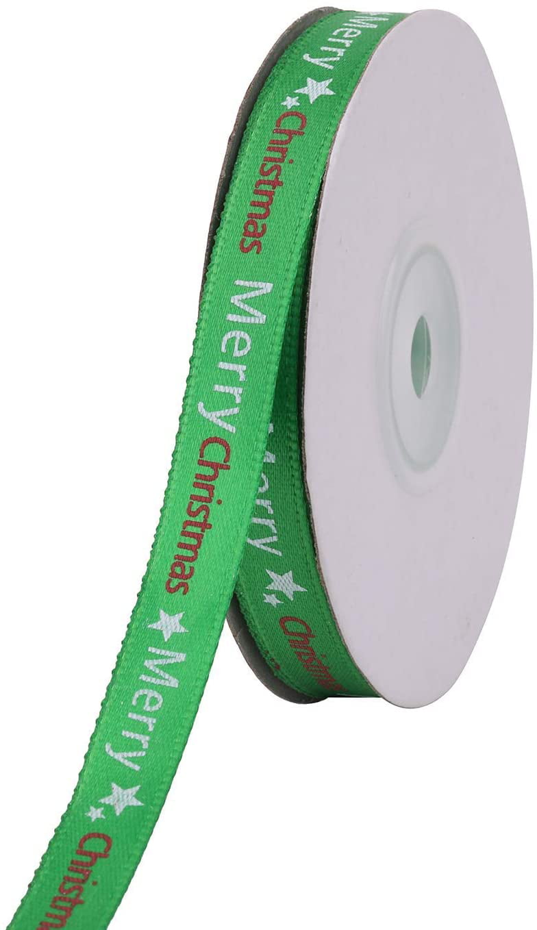 1 Roll 9m Christmas Wrapping Ribbon With Santa & Snowflakes Print
