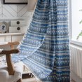 thumbnail image 1 of OUSITAID Geometric Print Bohemian Blue Small Window Kitchen Curtain Cotton Linen Semi-blackout Bay Window Single Piece, 1 of 10