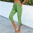 thumbnail image 3 of Womens Capri Pants,Capri Pants for Women 2026 Elastic Waist Drawstring Stretchy Summer Pant Side Split Casual Lounge Capris with Pockets, 3 of 7