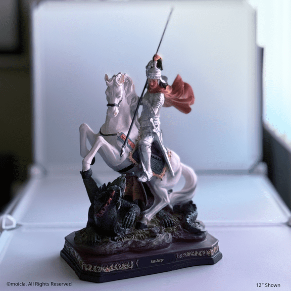Saint George Resin Statue – 12 Inch Catholic Figurine | San Jorge, Figura Catolica – Estatua de Resina