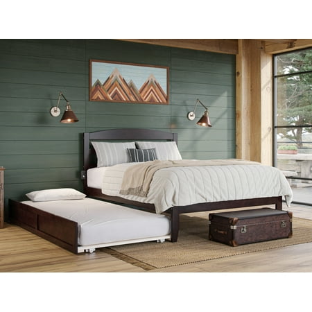 AFI Warren 14  Full Wood Platform Bed Frame with Twin Trundle  Espresso