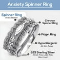 thumbnail image 5 of Fidget Anxiety Ring for Women 925 Sterling Silver Spinning Spinner Rings for Men Oxidized  Concave Boho Jewelry Band Meditation Stress Relief  Size 8 Birthday Christmas Gifts, 5 of 9