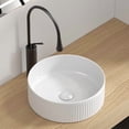 thumbnail image 3 of 14" Round Ceramic Vessel Sink - Milk White Above Counter Bathroom Sink, Modern Wave Design, Porcelain Art Basin for Vanity Cabinet, 3 of 7