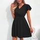 thumbnail image 3 of Vestido De Verano Para Mujer, Transpirable, Cuello En V, Cintura Elástica, Vestido De Manga Acampanada Para La Vida Diaria ANGGREK Otros, 3 of 6
