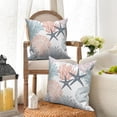 thumbnail image 6 of Nautical Coastal Beach Pillow Cover 16x16 Set of 2,Ocean Themed Coral Starfish Pillowcase Cushion Cases for Couch Sofa Bed Home Decor, Teal, 6 of 6