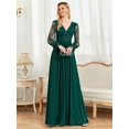 thumbnail image 3 of Lucyinlove-vestido de noche de gasa verde para dama de honor, traje de tul de manga larga con abertura para fiesta de boda, 2024, 3 of 5
