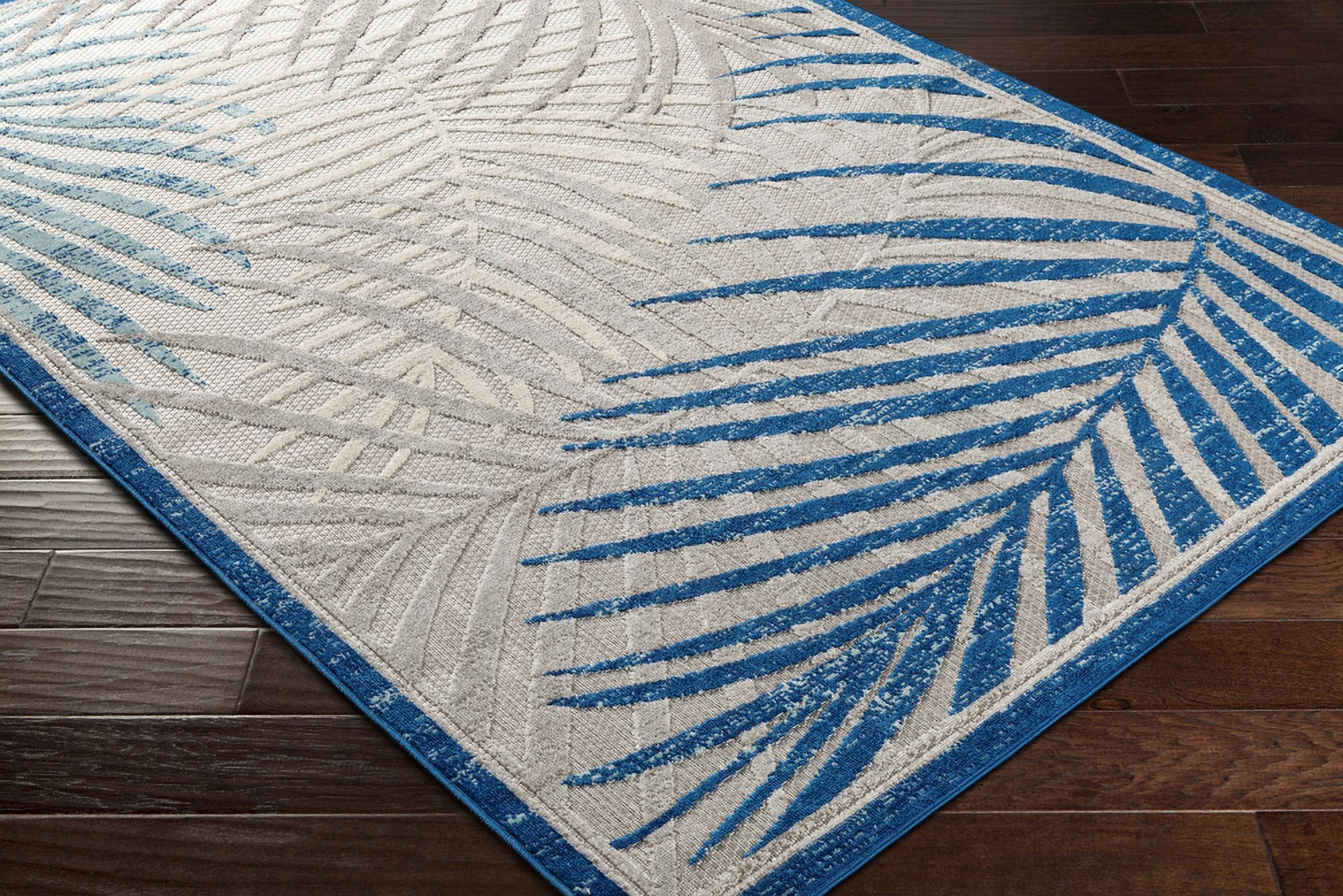 Livabliss Outdoor Rugs, 5x7 Big Sur Coastal Blue Area Rug for Patio, Porch, Deck, Backyard, Waterproof Indoor Outdoor Carpet (5'3" x 7'3")