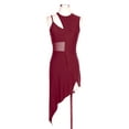 thumbnail image 7 of Doomiva Latin Dance Dress for Women Asymmetrical Rumba Samba Tango Practice Competition Costume Burgundy M, 7 of 7