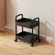 thumbnail image 5 of Carro de almacenamiento con ruedas, 1 unidad, 38 x 26,5 x 47 cm, organizador de plástico de 2 niveles con ruedas y cesta de drenaje para cocina, oficina o sala de estar (negro)., 5 of 8