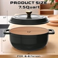 thumbnail image 6 of Ktaxon 7.5 Quart Enameled Cast Iron Dutch Oven with Upgraded Textured Handles Pre-Seasoned Cookware, Induction & Oven Safe up to 500°F, Black, 6 of 13
