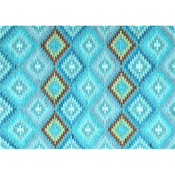 Ahgly Company Indoor Rectangle Southwestern Light Blue Country Area Rugs, 7' x 9'